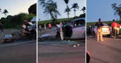 Acidente entre dois carros deixa um morto e dois feridos na BR 101 no Norte do ES; veja vídeo