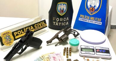 Foragido da Justiça é preso com arma, drogas, e munições em São Gabriel da Palha