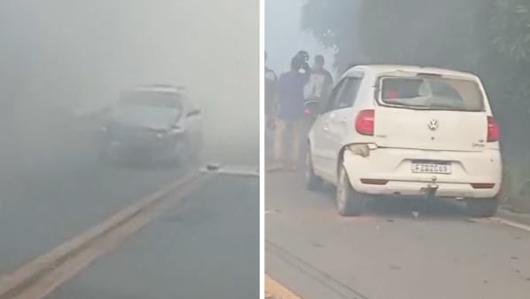 Acidentes entre carros são registrados em meio a neblina forte em Nova Venécia; veja vídeo