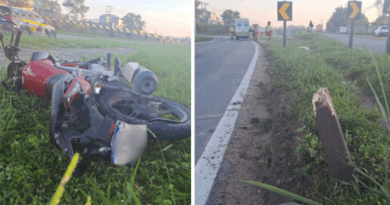 Homem morre após moto bater em placa de sinalização na BR 101 no Norte do ES