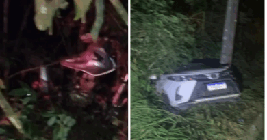 Acidente entre carro e moto deixa três pessoas mortas na ES 261 em Santa Teresa