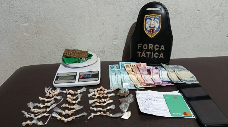 Dupla é detida com crack, cocaína, maconha e dinheiro vivo em Nova Venécia