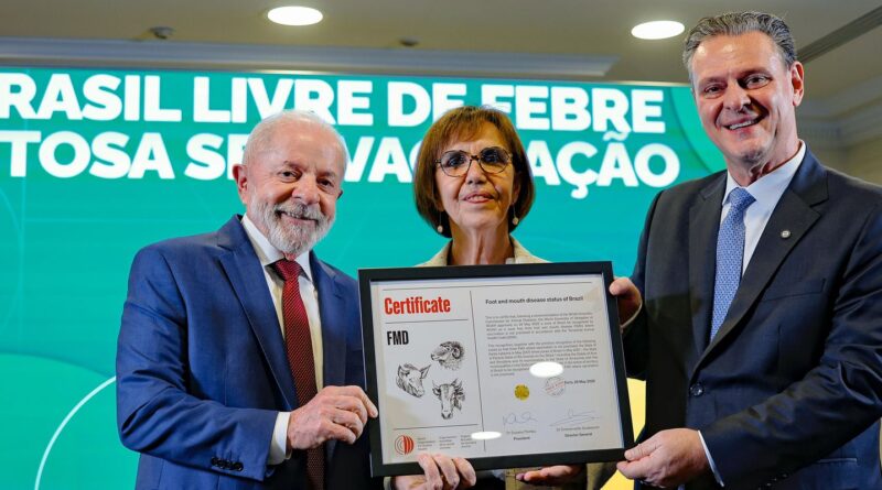 Lula recebe certificado de país livre da febre aftosa
