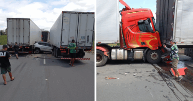 Acidente entre carro de passeio e carretas interdita BR 101 em Ibiraçu – Portal Momento