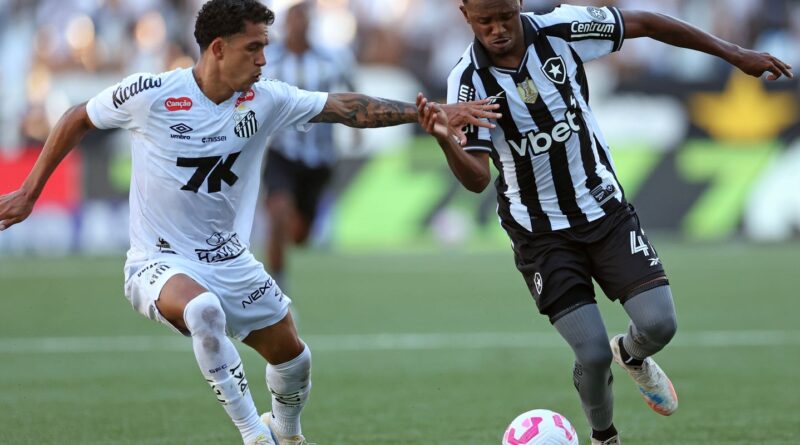 Botafogo fica duas vezes à frente, mas cede empate ao Santos no Rio