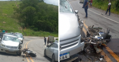 Homem morre em acidente entre carro e moto em Barra de São Francisco