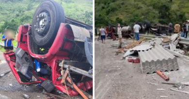 Motorista morre após caminhão com carga de eternit tombar na ES 130 entre Pinheiros e Montanha; veja vídeo