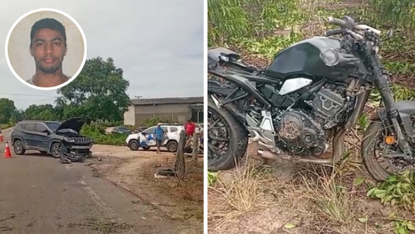 Homem morre em acidente entre carro e moto em Jaguaré; veja vídeo