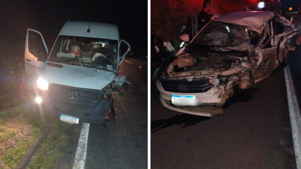 Acidente com morte e feridos envolve van da Prefeitura de Aracruz e carro da Prefeitura de Pinheiros na BR 101
