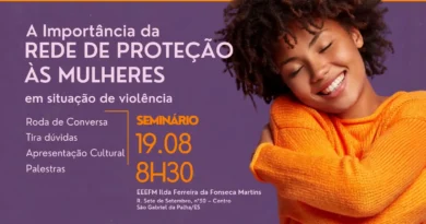 Cartaz do seminário sobre proteção às mulheres em São Gabriel da Palha