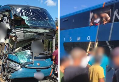 Acidente entre ônibus do ES a caminho de Bom Jesus da Lapa e caminhão deixa mortos e feridos na BR 259 em MG